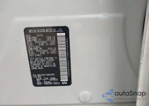 2017 Infiniti Qx80 z USA, uszkodzony, nr VIN JN8AZ2NF1H9640801